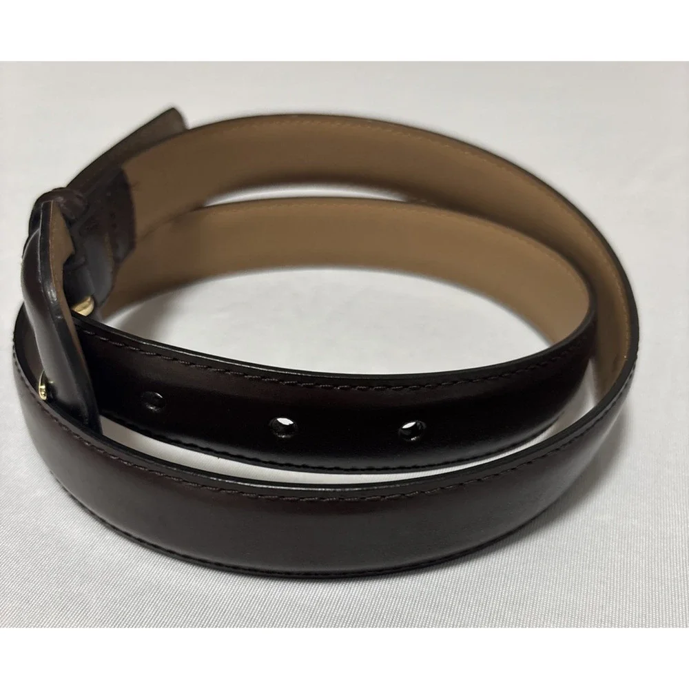 Women's Med Brown Bonded Leather Belt Essential Basic Simple‎ Everyday Neutral